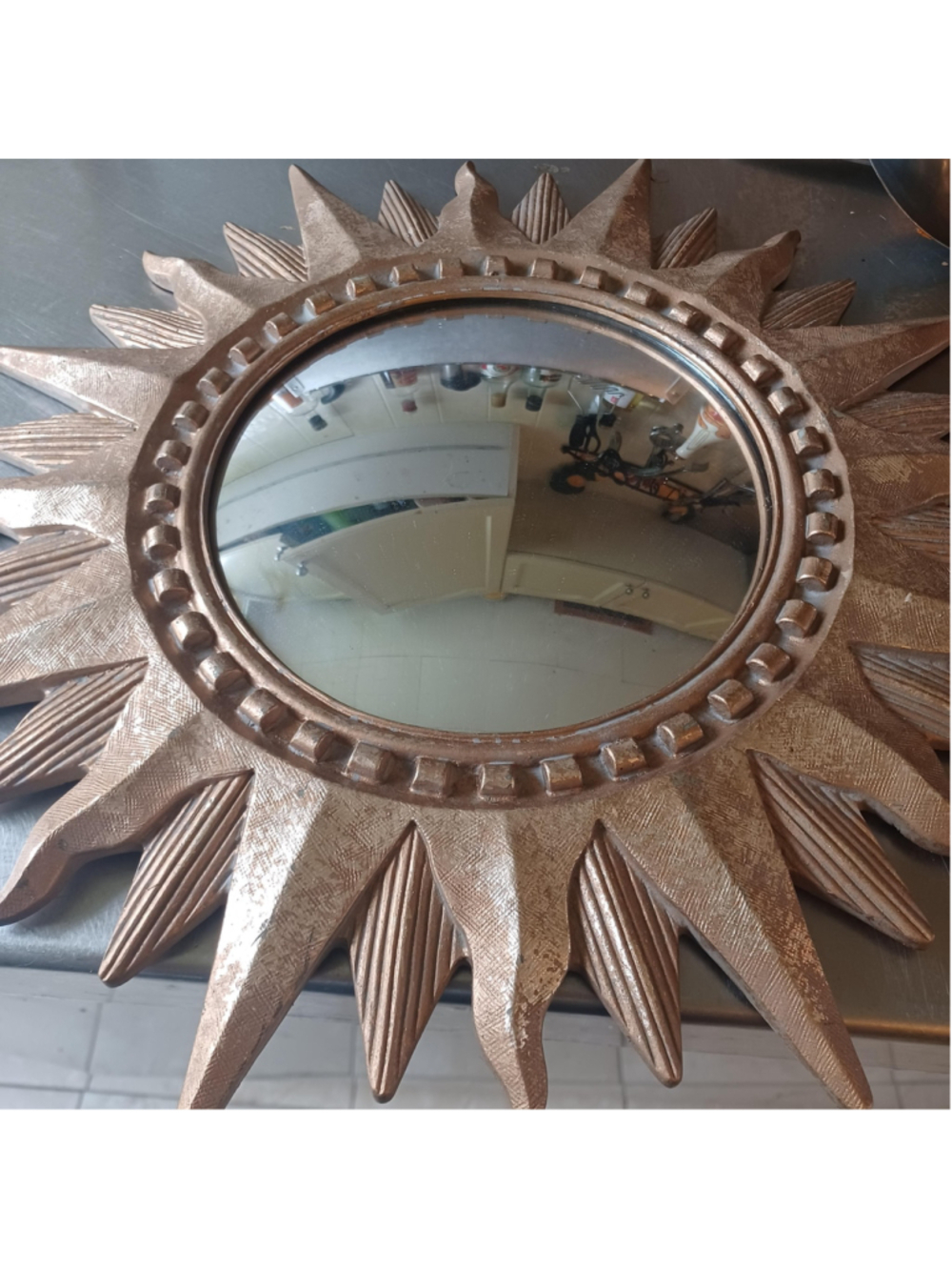 Retro Mid Century Modern Golden Gilt Sunburst Mirror